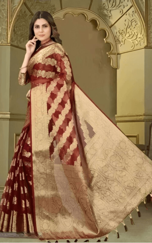 Best Silk Sarees in Yellow,Green,Pink,Maroon & Orange